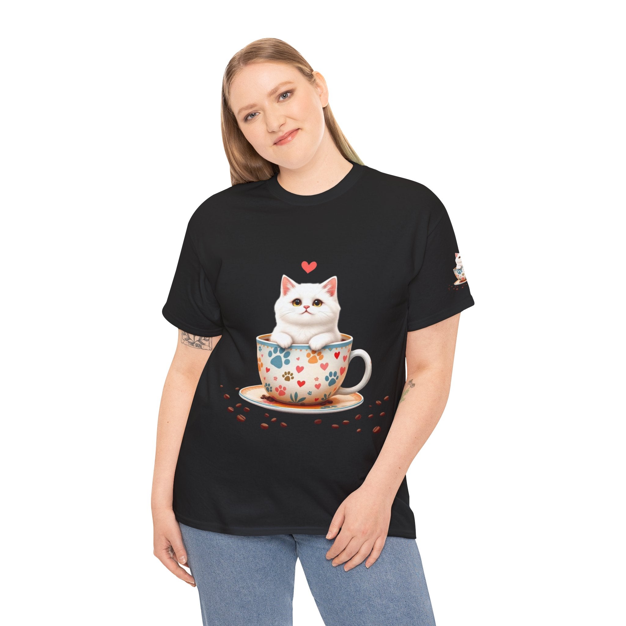 CatCup: Camiseta de Gatito en taza de café, CoffeeLovers Collection.