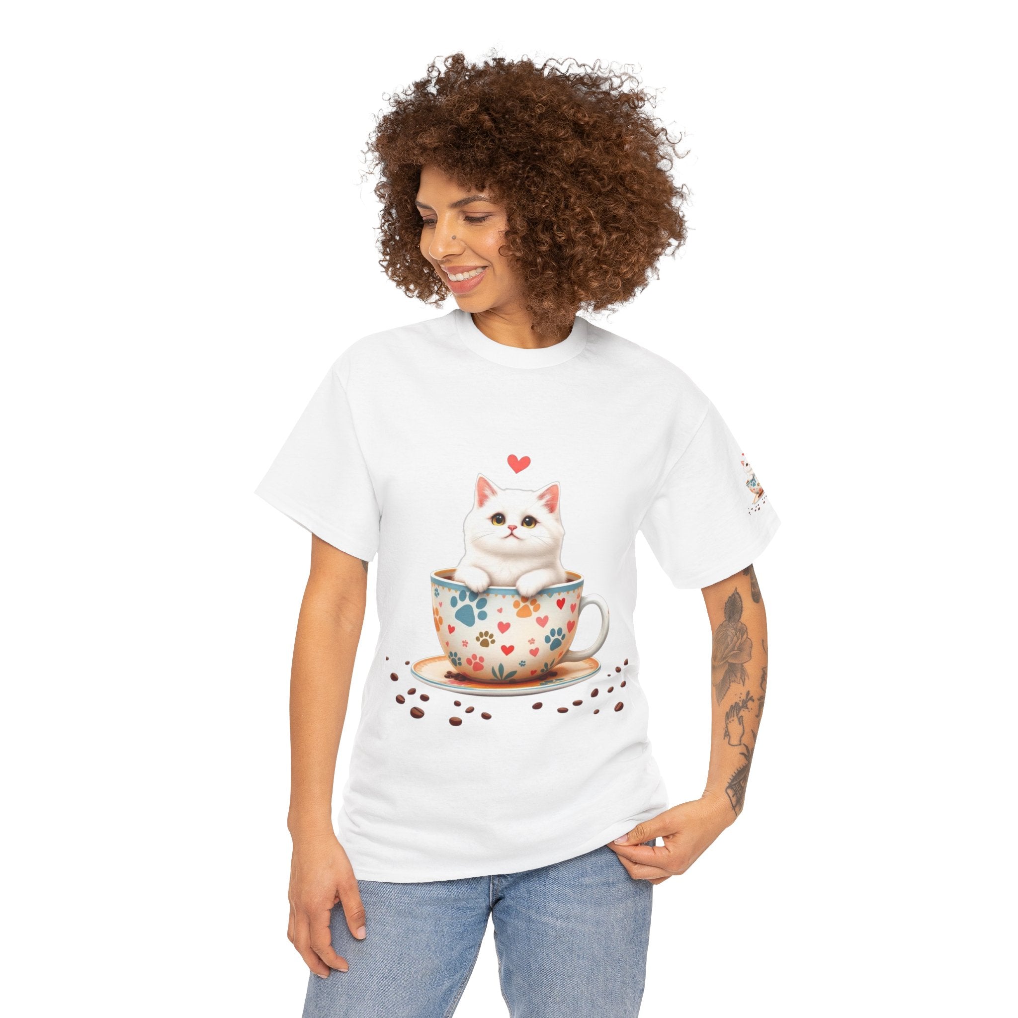 CatCup: Camiseta de Gatito en taza de café, CoffeeLovers Collection.